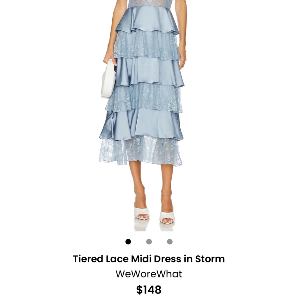 WeWoreWhat Blue Tiered Lace Midi Dress